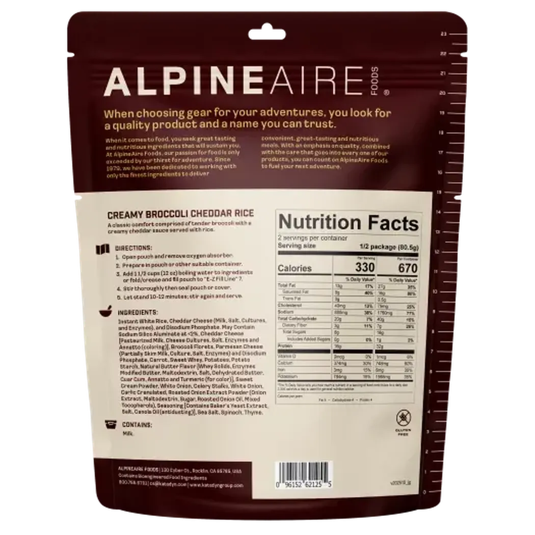 AlpineAire Creamy Broccoli Cheddar Rice-Food - Backpacking-AlpineAire-Appalachian Outfitters