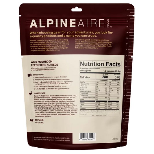 AlpineAire Wild Mushroom Fettuccine Alfredo-Food - Backpacking-AlpineAire-Appalachian Outfitters