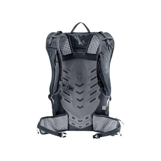 Back view of the Deuter Speed Lite Pro 23 SL - Hydro in Black showing the padded back panel and hip belt straps.