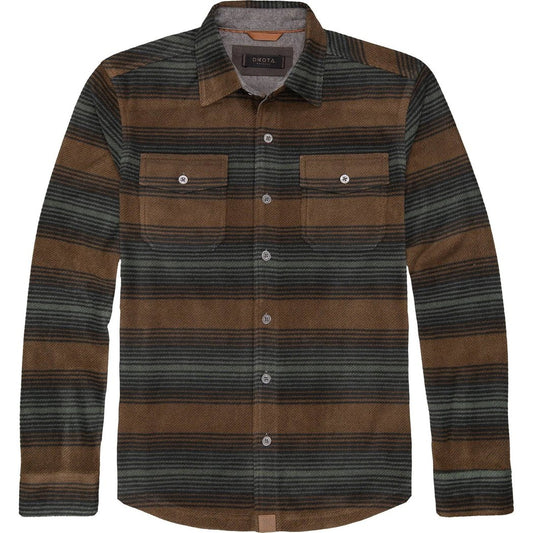 Front view of the Dkota Grizzly Men's Bowie in Rustwood showing the buttoned front and chest pockets.