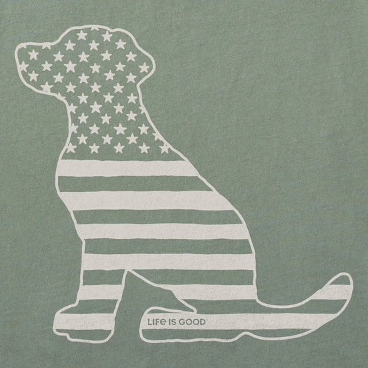 Life is Good Men's American Flag Dog Short Sleeve Crusher-LITE Tee-Men's - Clothing - Tops-Life is Good-Appalachian Outfitters