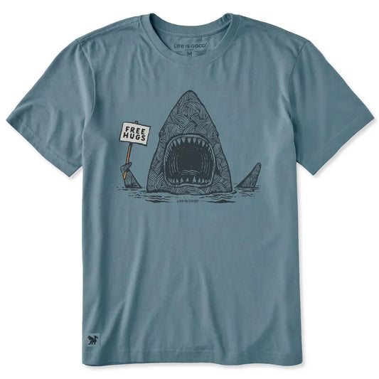 Life is Good Men's Free Hugs Shark Short Sleeve Crusher-LITE Tee-Men's - Clothing - Tops-Life is Good-Appalachian Outfitters