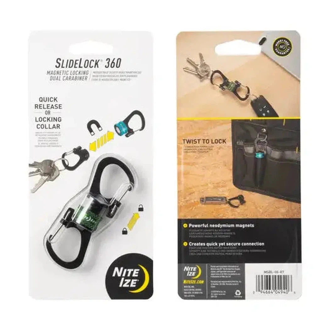SlideLock 360 Magnetic Locking Dual Carabiner-Camping - Accessories-Nite Ize-Olive-Appalachian Outfitters