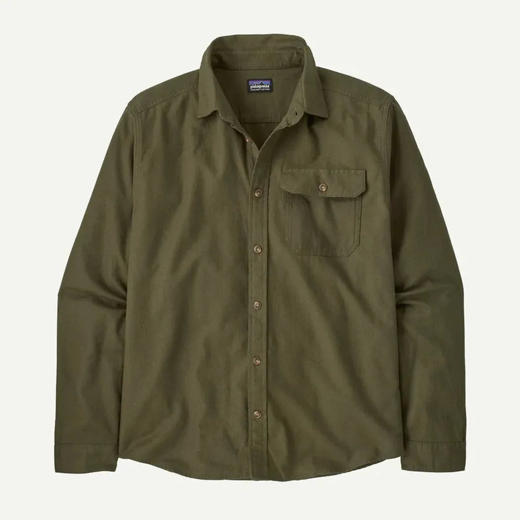 Patagonia Men's Long Sleeve Cotton in Conversion Light Weight Fjord Flannel Shirt-Men's - Clothing - Tops-Patagonia-Basin Green-M-Appalachian Outfitters