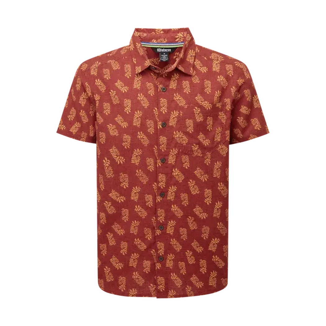 Sherpa Adventure Gear Men's Indi Floral Short Sleeve Shirt-Men's - Clothing - Tops-Sherpa Adventure Gear-Clay Red-M-Appalachian Outfitters