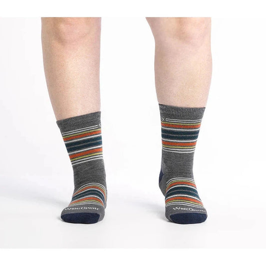 Wide Open Men's Multi Stripe Midweight Micro Crew Sock-Accessories - Socks - Men's-Wide Open-Gray-L-Appalachian Outfitters