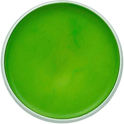 A round tin of Adler Garden Balm in bright green, viewed from above against a white background.