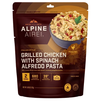 AlpineAire Grilled Chicken with Spinach Alfredo Pasta-Food - Backpacking-AlpineAire-Appalachian Outfitters