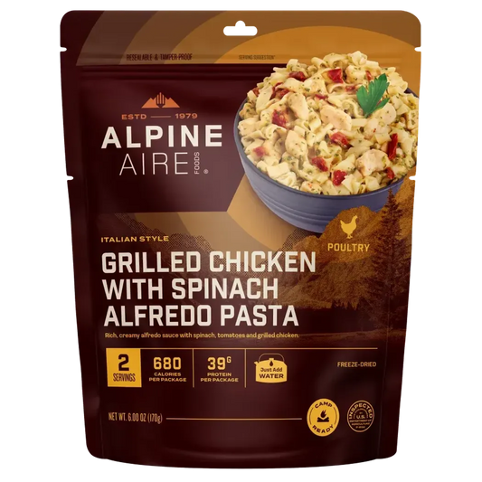 AlpineAire Grilled Chicken with Spinach Alfredo Pasta-Food - Backpacking-AlpineAire-Appalachian Outfitters