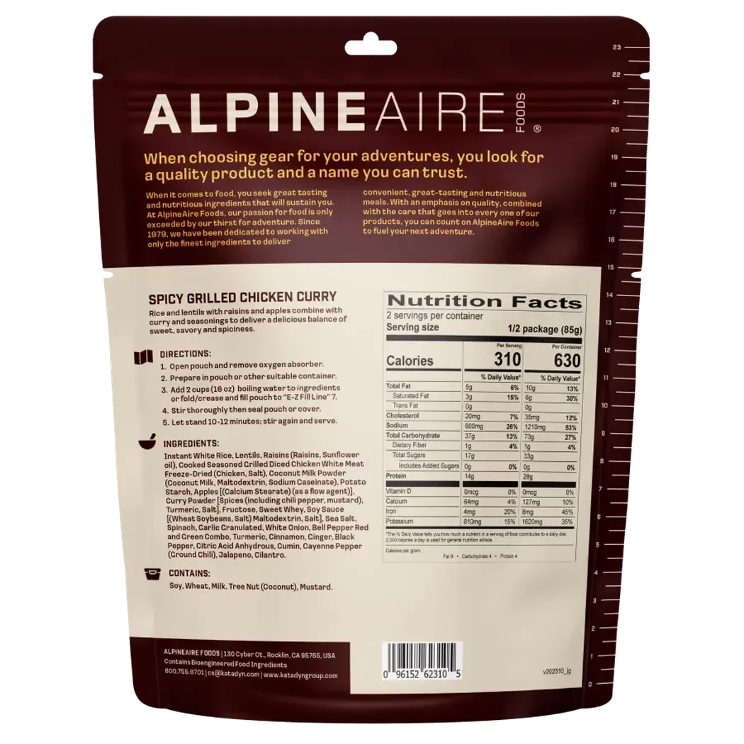 AlpineAire Spicy Grilled Chicken Curry-Food - Backpacking-AlpineAire-Appalachian Outfitters