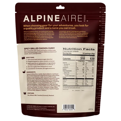 AlpineAire Spicy Grilled Chicken Curry-Food - Backpacking-AlpineAire-Appalachian Outfitters