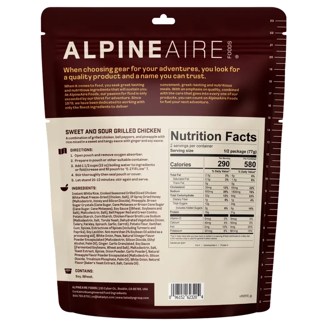 AlpineAire Sweet and Sour Grilled Chicken-Food - Backpacking-AlpineAire-Appalachian Outfitters
