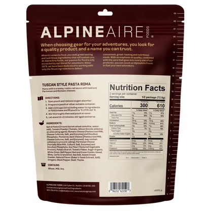 AlpineAire Tuscan Style Pasta Roma-Food - Backpacking-AlpineAire-Appalachian Outfitters