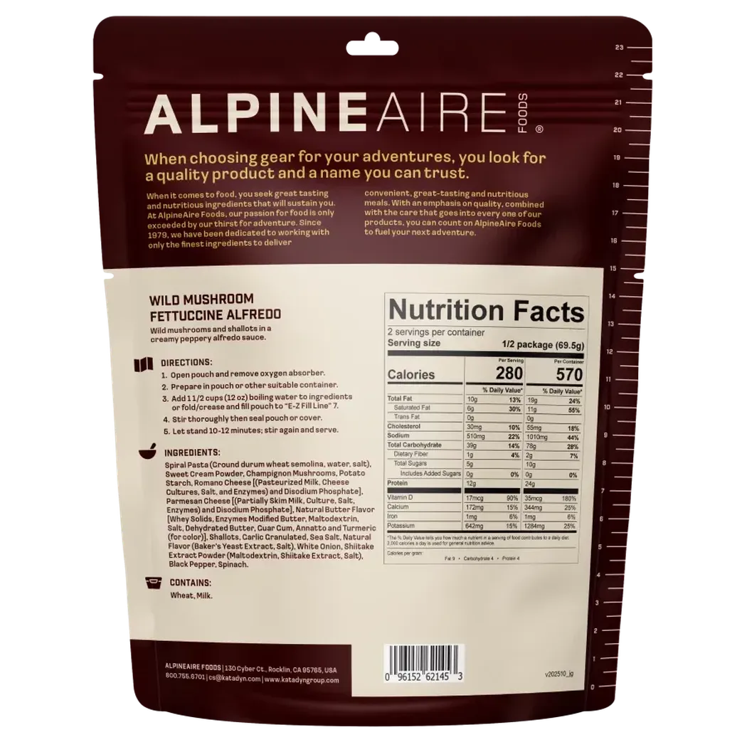 AlpineAire Wild Mushroom Fettuccine Alfredo-Food - Backpacking-AlpineAire-Appalachian Outfitters