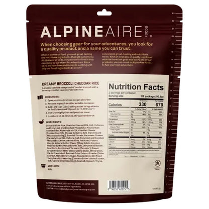 AlpineAire Creamy Broccoli Cheddar Rice-Food - Backpacking-Appalachian Outfitters