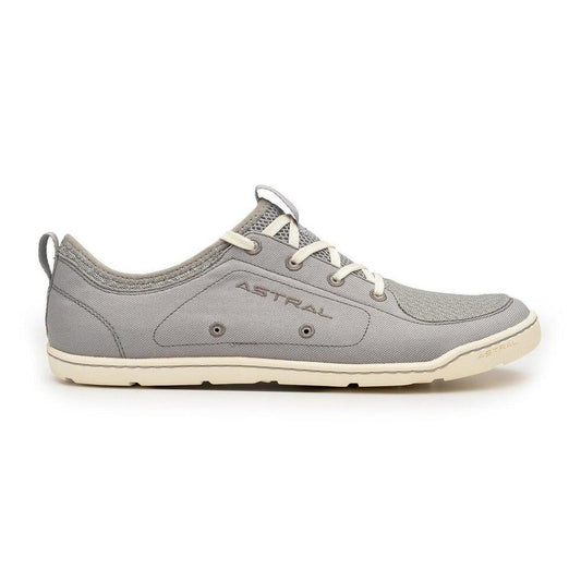 Side view of the Astral Men's Loyak in Gray/White showing the lugged outsole against a white background.