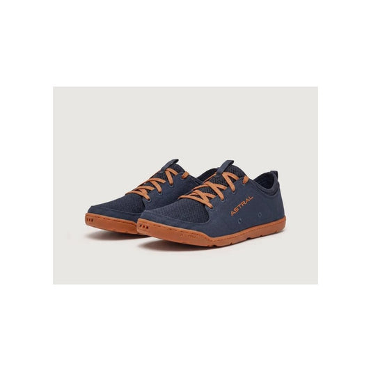Side view of the Astral Men's Loyak in Gray/White showing the brown outsole against a light gray background.