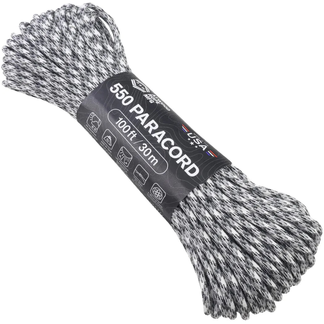 Atwood Rope Paracord - 550 LB - 4MM X 100 FT - Camos and Black-Camping - Accessories - Rope and Cordage-Atwood Rope-Snow Camo-Appalachian Outfitters