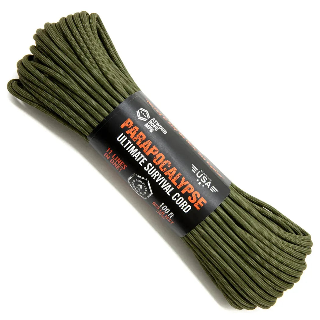 Atwood Rope Parapocalypse Ultimate Survival Cord - 625 LB - 4MM-Camping - Accessories - Rope and Cordage-Atwood Rope-Green-100ft-Appalachian Outfitters