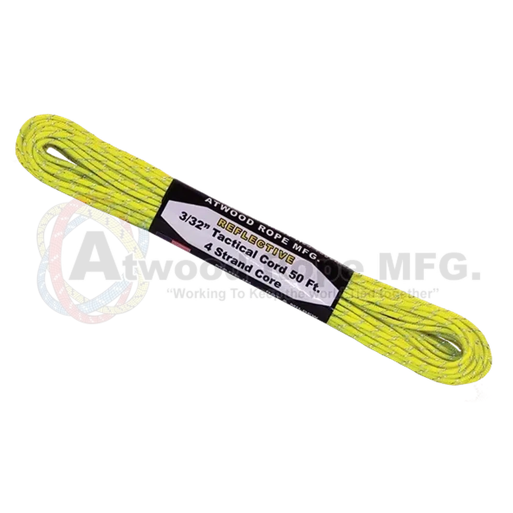 Atwood Rope Reflective Cord - 275 LB Tactical Cord - 2.4MM X 50 FT-Climbing - Ropes-Atwood Rope-Neon Yellow-Appalachian Outfitters