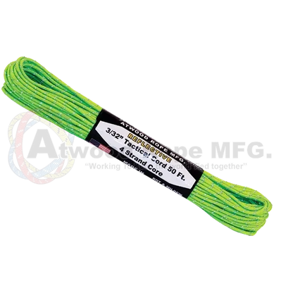 Atwood Rope Reflective Cord - 275 LB Tactical Cord - 2.4MM X 50 FT-Climbing - Ropes-Atwood Rope-Neon Green-Appalachian Outfitters