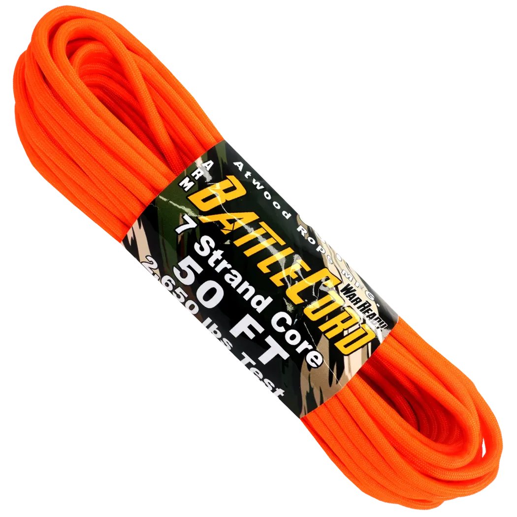 Atwood Rope Battle Cord - 2,650 LB  - 5.6MM X 50 FT-Camping - Accessories - Rope and Cordage-Neon Orange-Appalachian Outfitters