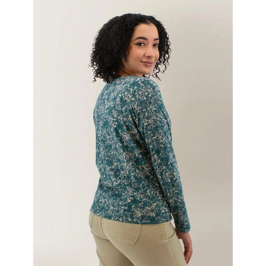 Back view of the Aventura Women's Frostkiss Long Sleeve Tee in Spellbound showing a model wearing it against a plain background.