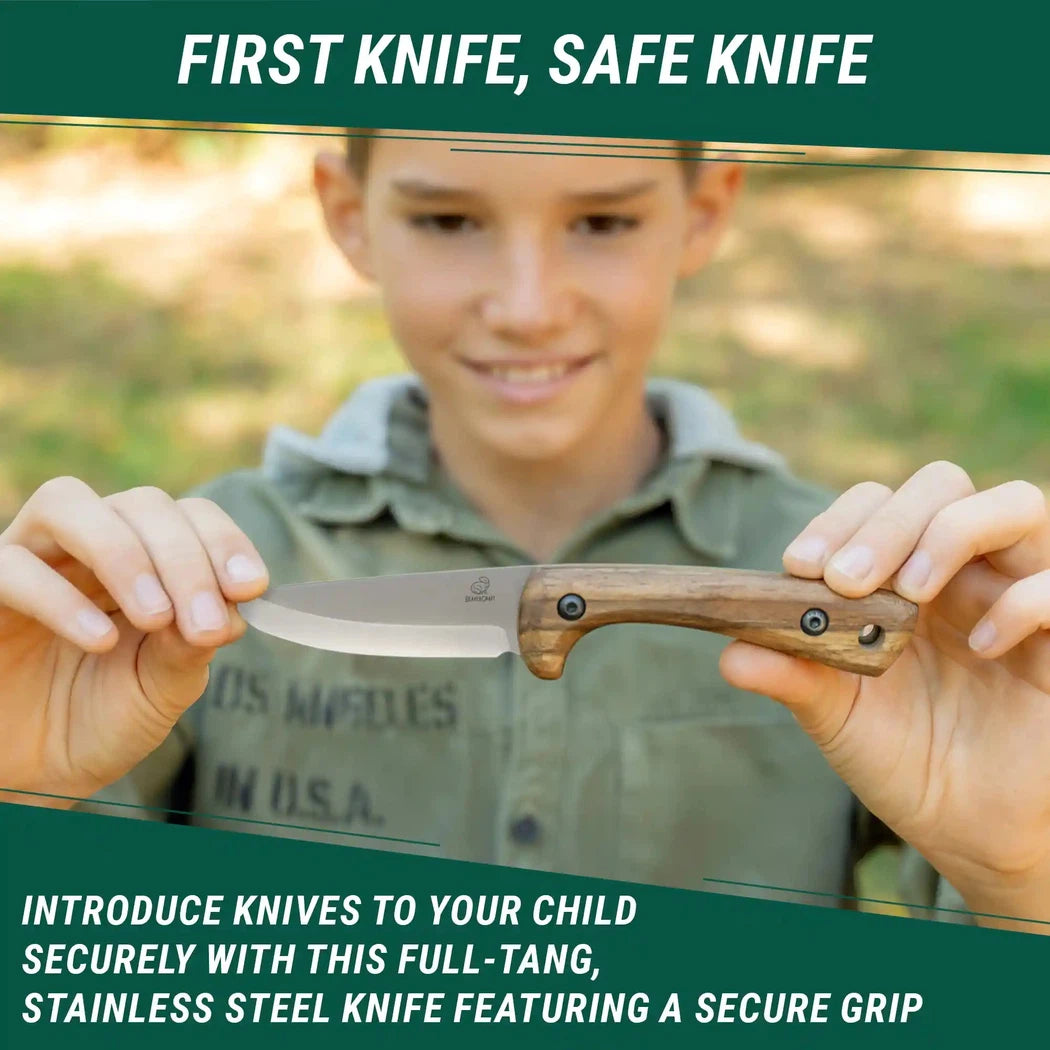 Beavercraft Carbon Steel Blued-Blade Bushcraft Knife Knife for Kids with Leather Sheath-Camping - Accessories - Knives-Beavercraft-Appalachian Outfitters