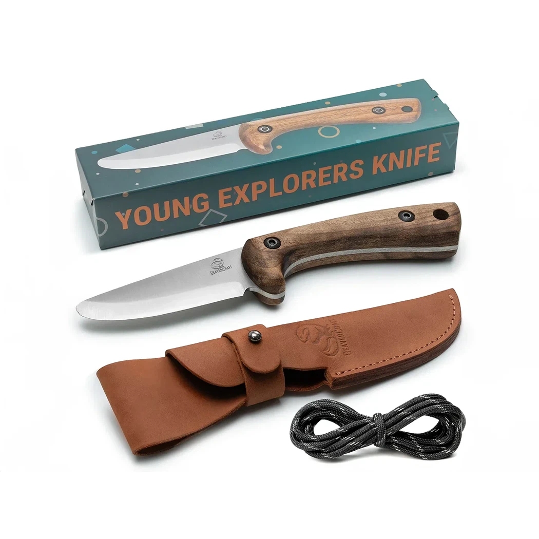 Beavercraft Carbon Steel Blued-Blade Bushcraft Knife Knife for Kids with Leather Sheath-Camping - Accessories - Knives-Beavercraft-Appalachian Outfitters