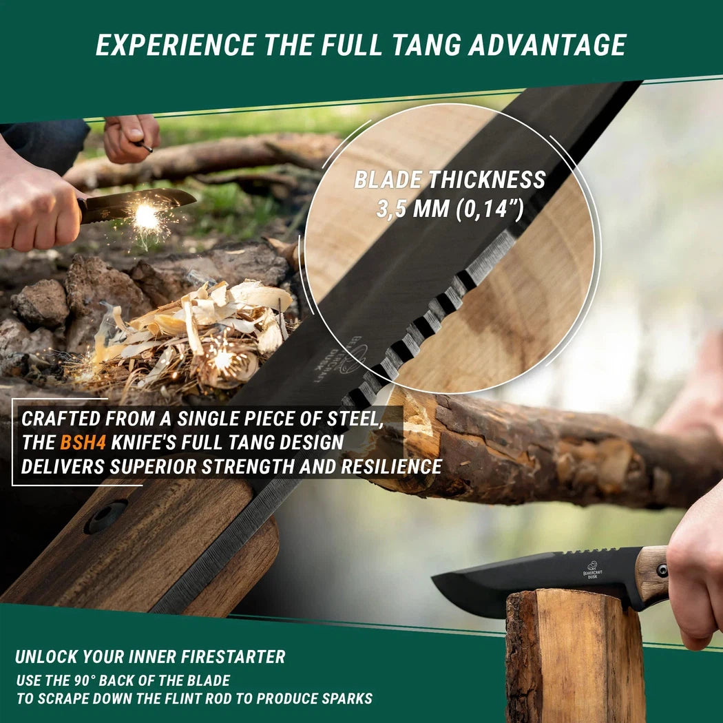 Beavercraft Dusk-Carbon Steel Bushcraft Knife With Ferro Rod And LeatherSheath-Camping - Accessories - Knives-Beavercraft-Appalachian Outfitters