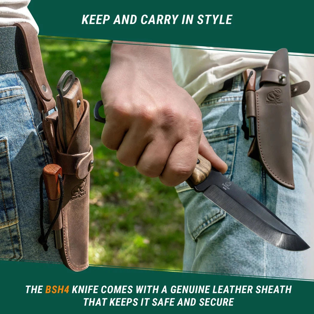 Beavercraft Dusk-Carbon Steel Bushcraft Knife With Ferro Rod And LeatherSheath-Camping - Accessories - Knives-Beavercraft-Appalachian Outfitters