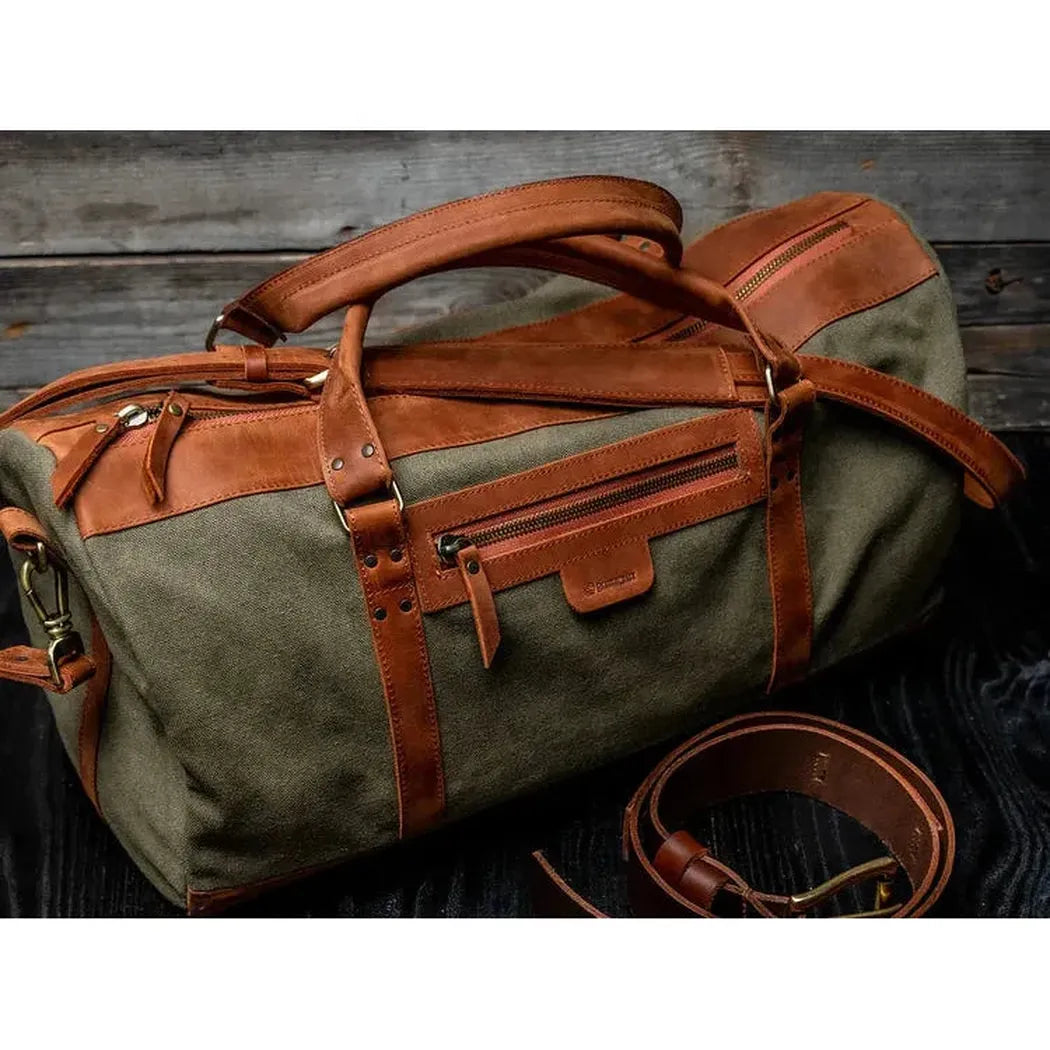 Beavercraft Journey - Canvas and Leather Travel Luggage Duffel Bag-Accessories - Bags-Beavercraft-Appalachian Outfitters