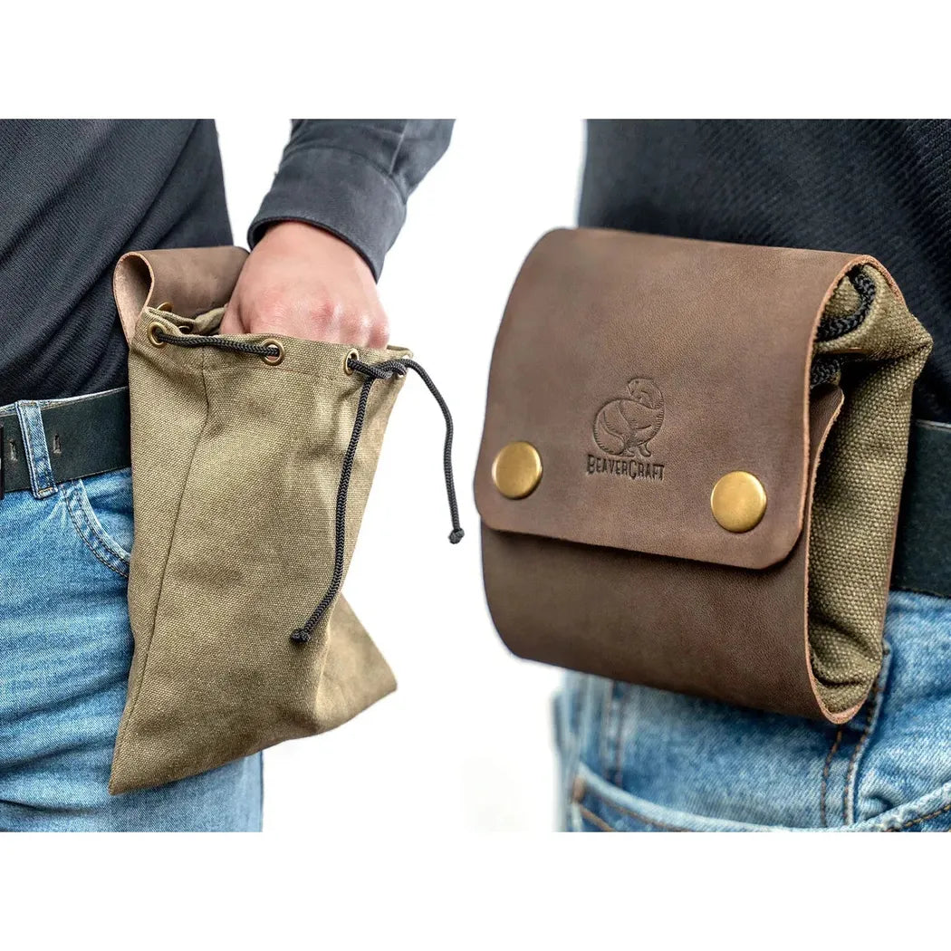 Beavercraft Leather & Canvas Bushcraft Foraging Belt Bag Pouch for Camping-Camping - Accessories-Beavercraft-Appalachian Outfitters