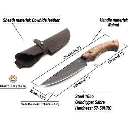 Beavercraft Hunting Knife with Leather Sheath-Camping - Accessories - Knives-Appalachian Outfitters