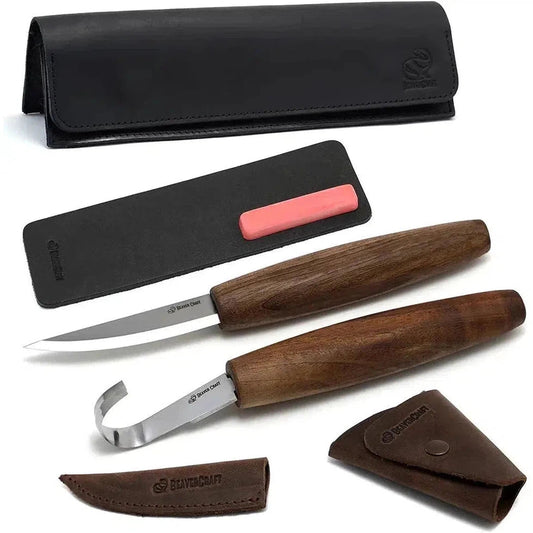 Beavercraft Luxury Spoon Carving Set With Walnut Handles-Camping - Accessories - Knives-Appalachian Outfitters