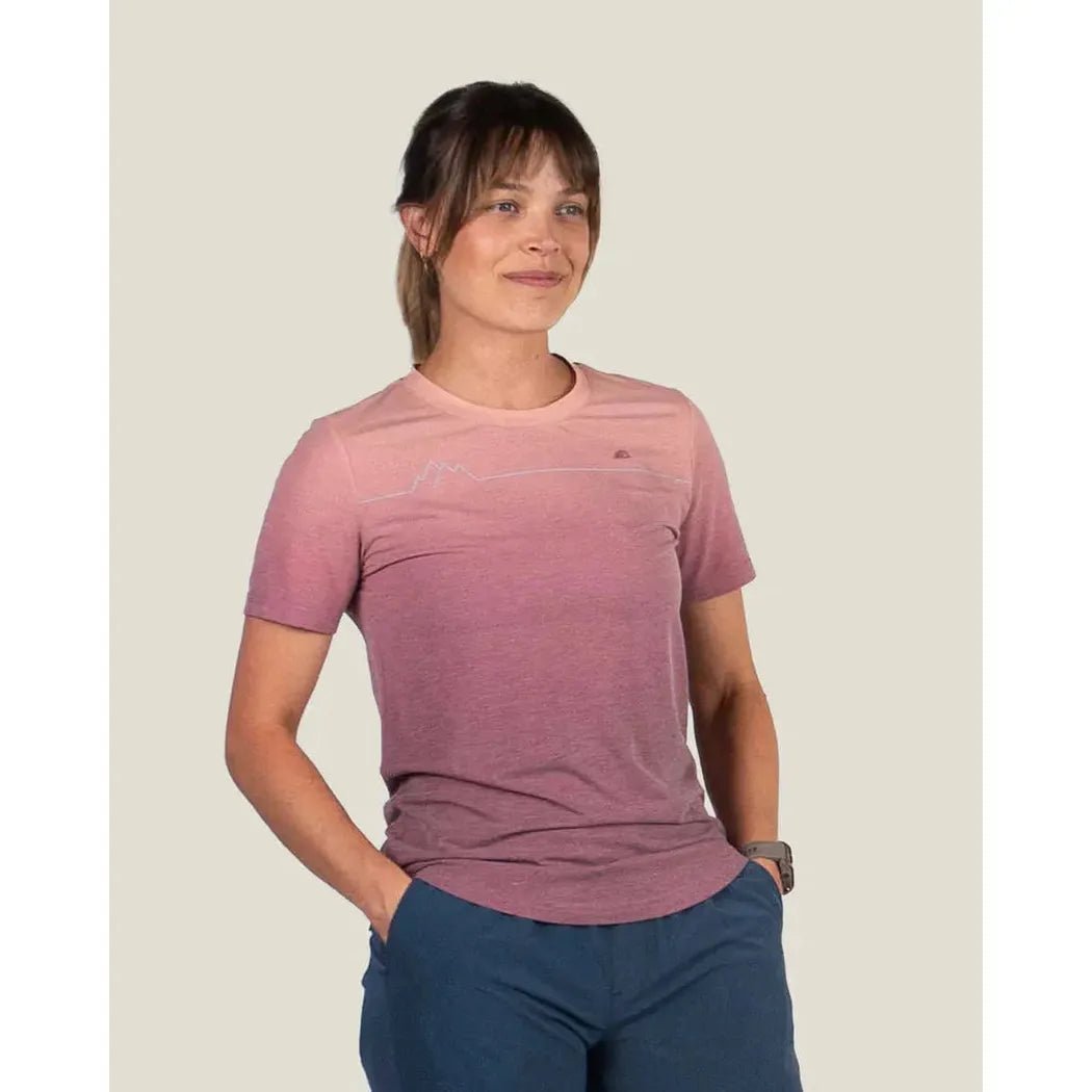 Belong Designs Women's Graphic Traverse Tek Tee-Women's - Clothing - Tops-Lone Peak Red-S-Appalachian Outfitters