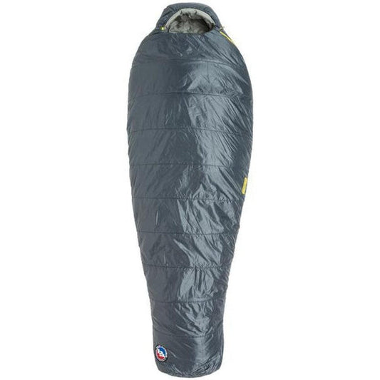 A front view of the Big Agnes Anthracite 30F sleeping bag with a FireLine synthetic fill against a white background.