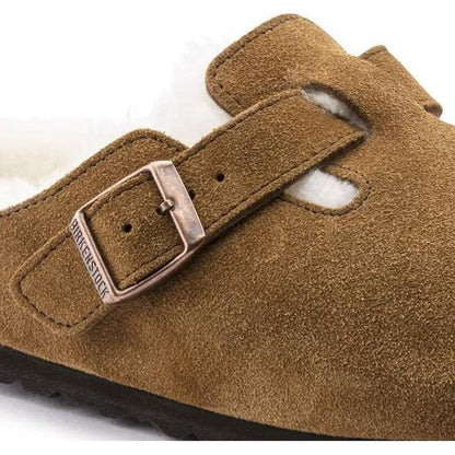 Birkenstock Boston Shearling Suede Leather-Women's - Footwear - Sandals-Appalachian Outfitters