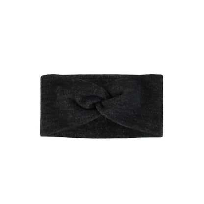 A front view of the Buff Merino Fleece Headband Vente Prive in Black against a white background.