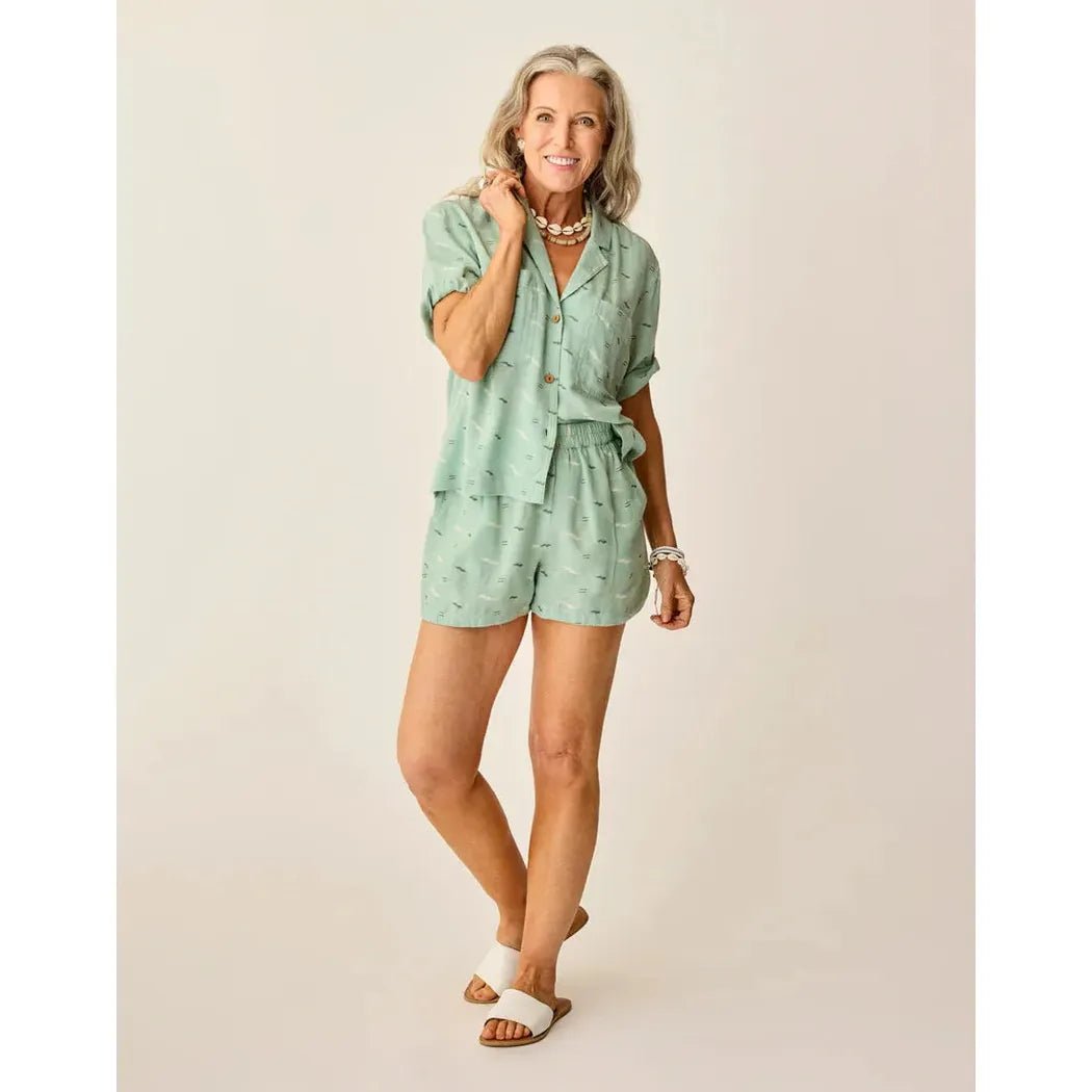 Carve Designs Women's Luca Linen Shirt-Women's - Clothing - Tops-Haze Ikat-S-Appalachian Outfitters