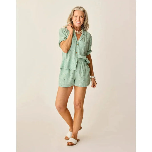 Carve Designs Women's Rhett Linen Short-Women's - Clothing - Bottoms-Haze Ikat-S-Appalachian Outfitters