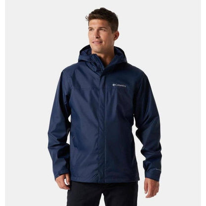 A front view of the Columbia Sportswear Men's Watertight II Jacket in Collegiate Navy on a model against a plain white background.