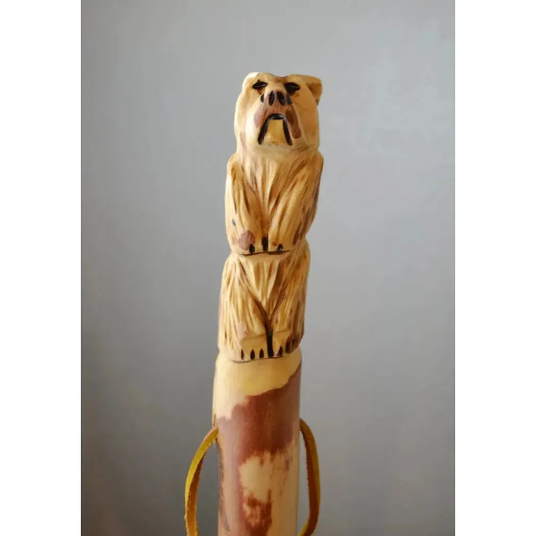 Creation Carvings Walking Stick with Bear Carving-Camping - Trekking Poles - Walking Sticks-Creation Carvings-60"-Appalachian Outfitters