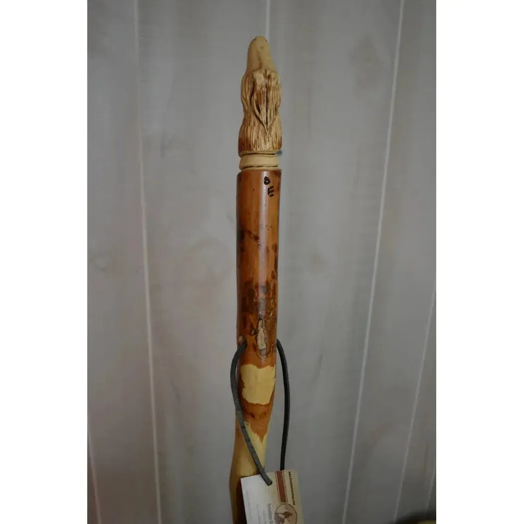 Creation Carvings Walking Stick with Wolf Head Craving-Camping - Trekking Poles - Walking Sticks-Creation Carvings-Appalachian Outfitters