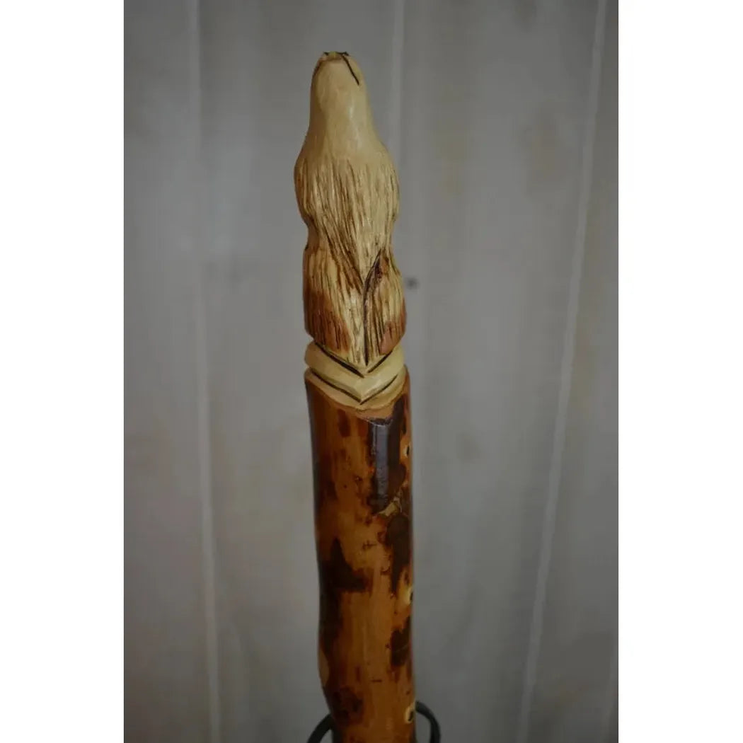 Creation Carvings Walking Stick with Wolf Head Craving-Camping - Trekking Poles - Walking Sticks-Creation Carvings-Appalachian Outfitters