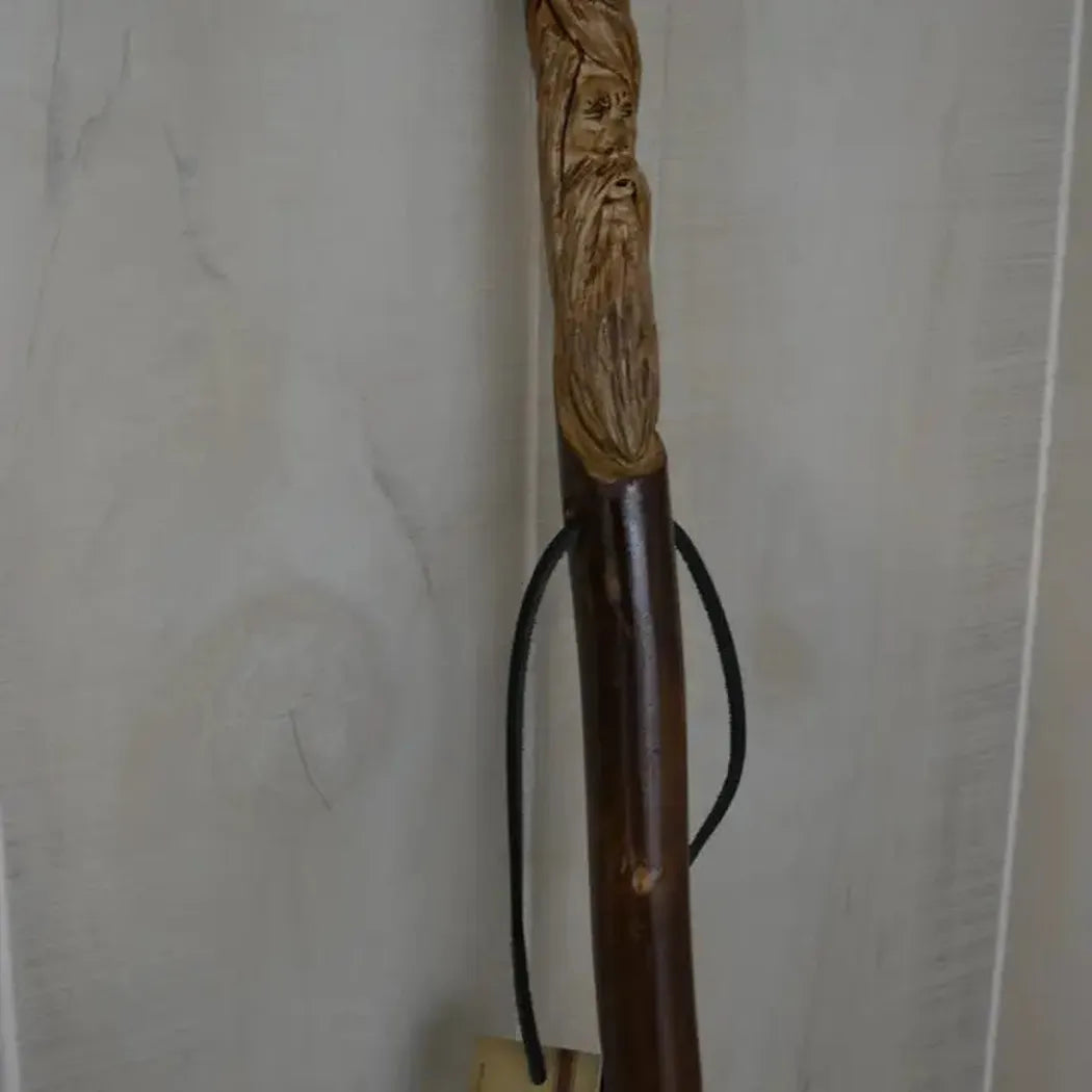 Creation Carvings Wood Walking Stick with Wood Spirit Carving in Sweetgum-Camping - Trekking Poles - Walking Sticks-Creation Carvings-Appalachian Outfitters