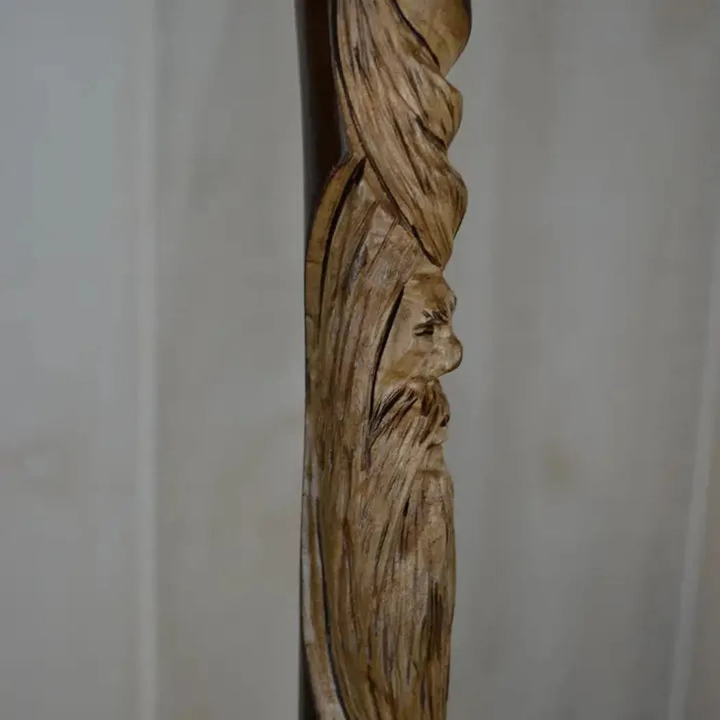 Creation Carvings Wood Walking Stick with Wood Spirit Carving in Sweetgum-Camping - Trekking Poles - Walking Sticks-Creation Carvings-Appalachian Outfitters