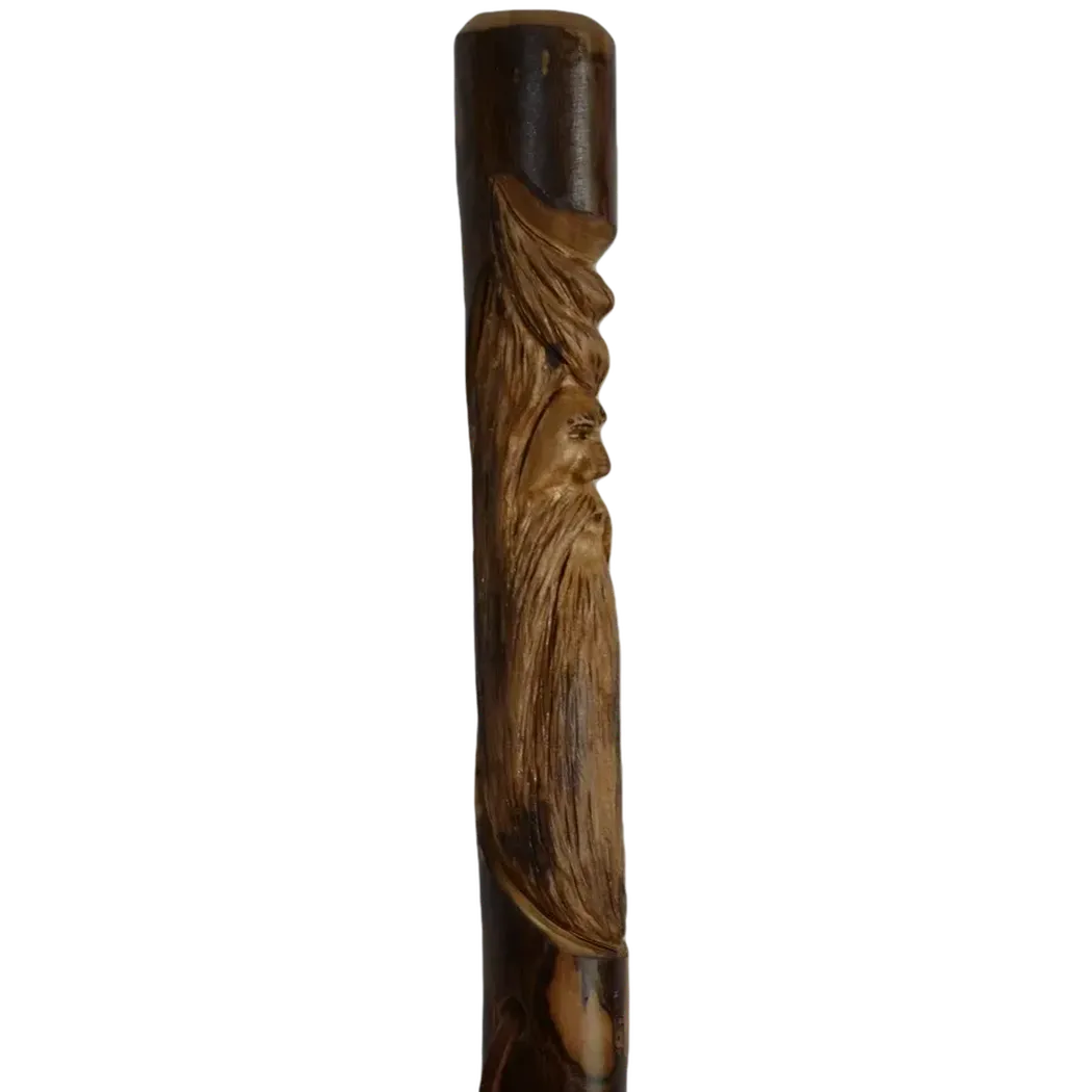 Creation Carvings Wood Walking Stick with Wood Spirit Carving in Sweetgum-Camping - Trekking Poles - Walking Sticks-Creation Carvings-Appalachian Outfitters