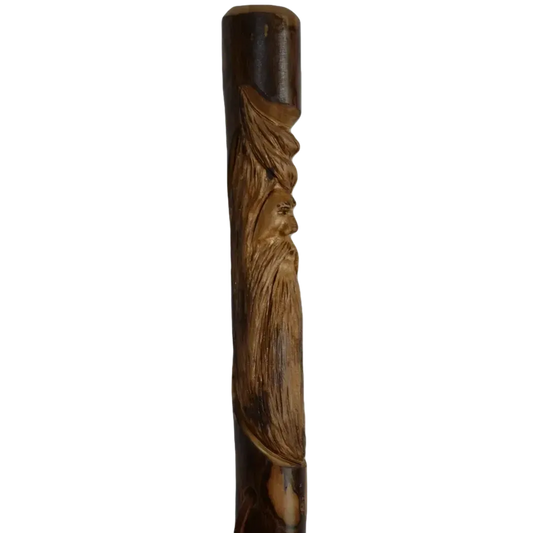 Creation Carvings Wood Walking Stick with Wood Spirit Carving in Sweetgum-Camping - Trekking Poles - Walking Sticks-Creation Carvings-Appalachian Outfitters