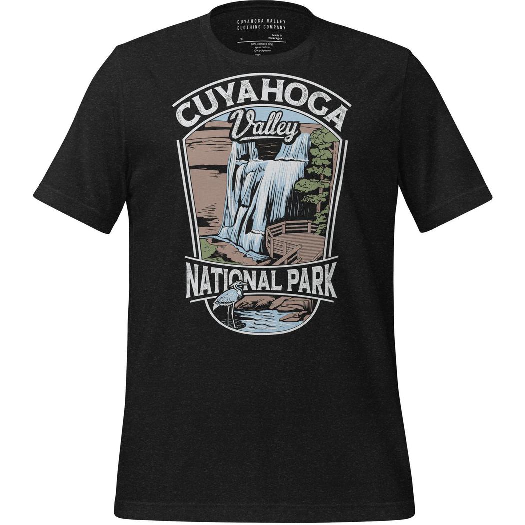 Cuyahoga Valley Clothing Company CVNP Brandywine Falls T-Shirt-Unisex - Clothing - Tops-Cuyahoga Valley Clothing Company-Black Heather-S-Appalachian Outfitters